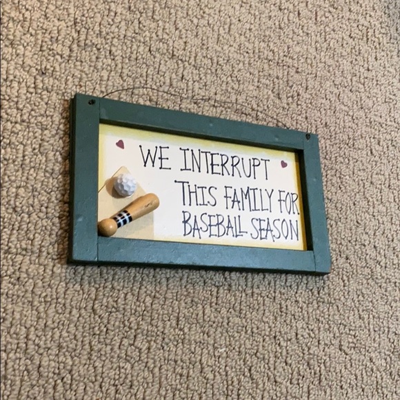 WOOD BASEBALL PLAQUE+HANGER HOME DECOR FOR A BASEBALL FAMILY WALL HANGING PIECE - Picture 2 of 8